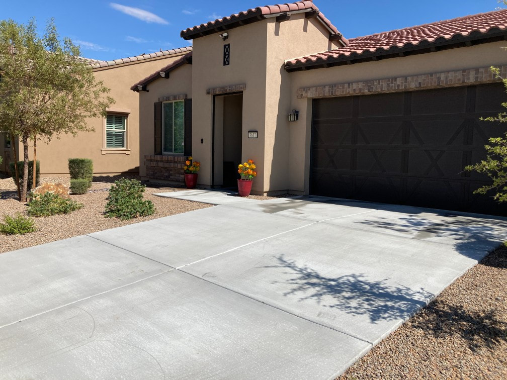 Concrete driveway with a smooth finish