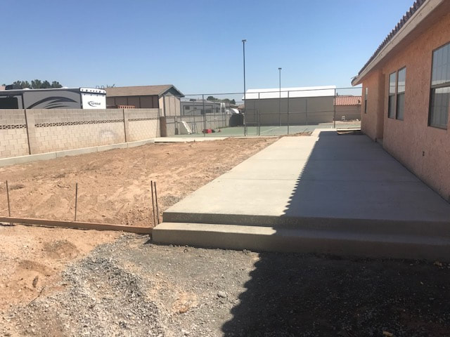 concrete patio after being installed